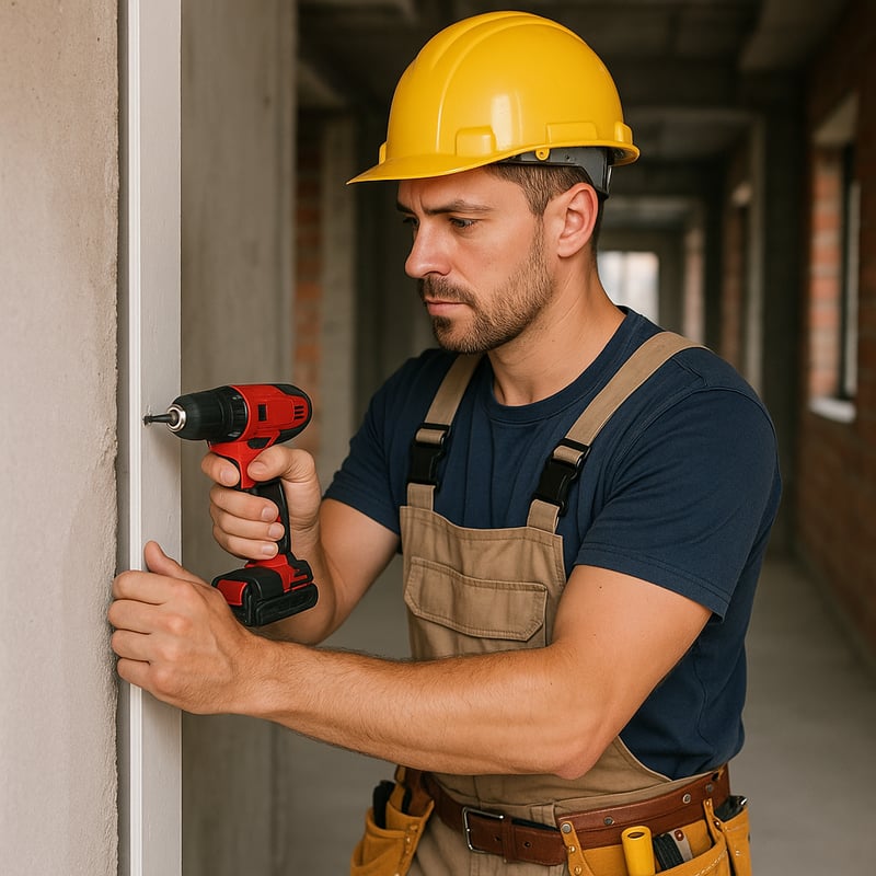 Handyman working in builiding